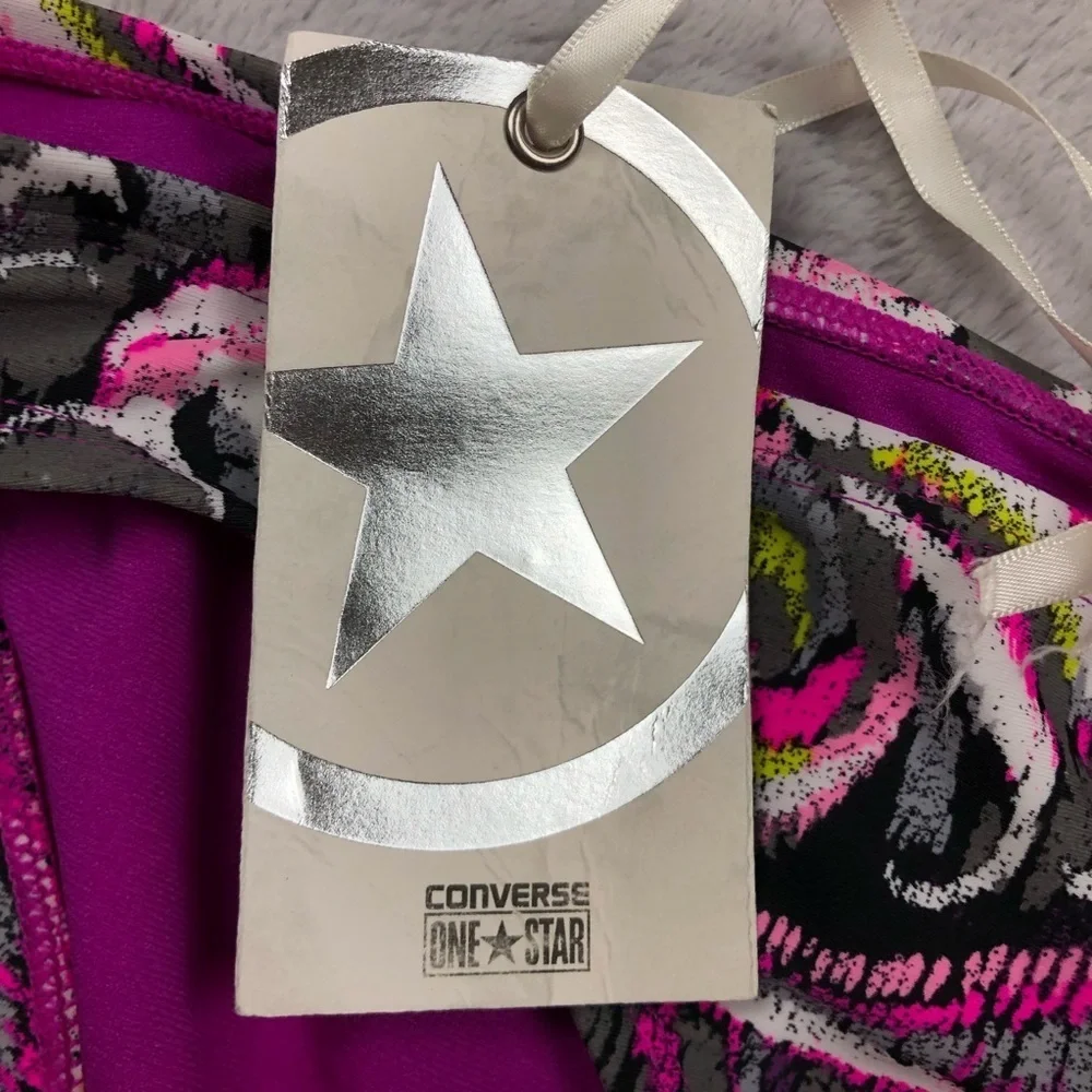 NWT Converse One Star Purple Mixed Print Bikini Bottom